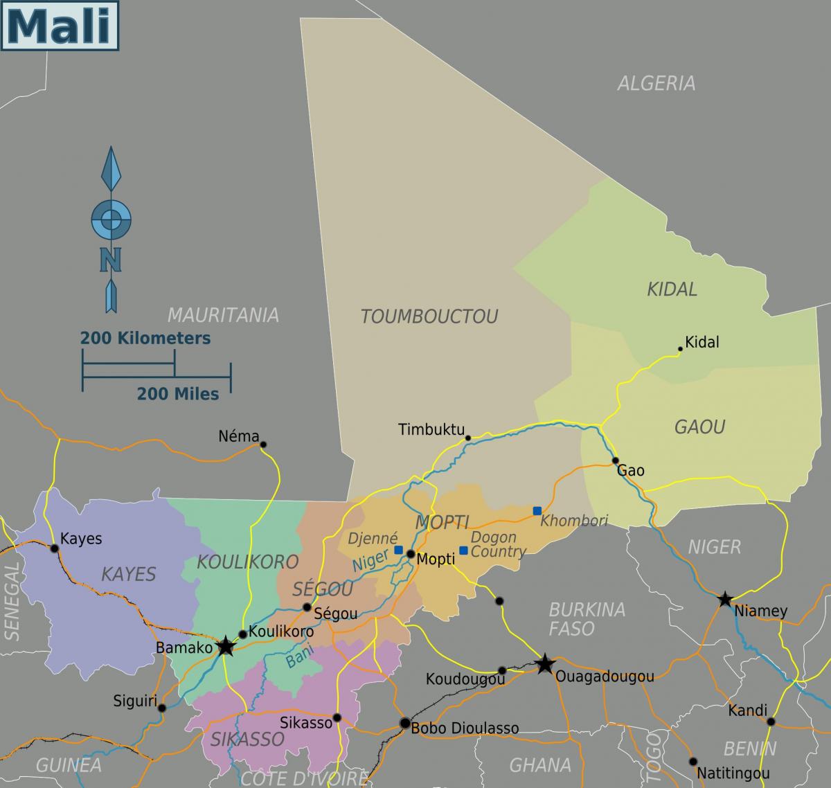 Mali haritası bölgeler